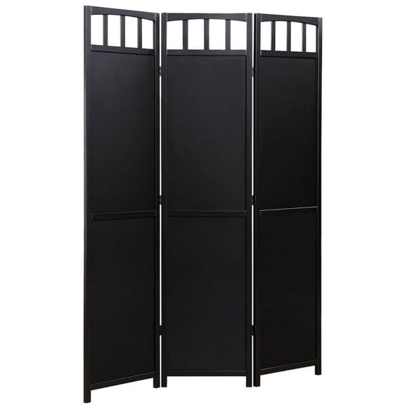 Legacy Decor Solid Wood 3 Panel Room Divider, 70" Tall, Black Finish