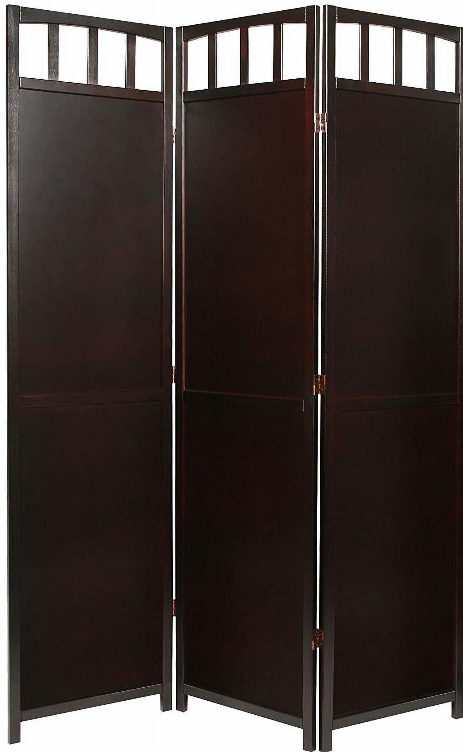 Espresso Solid Wood 3-Panel Folding Room Divider