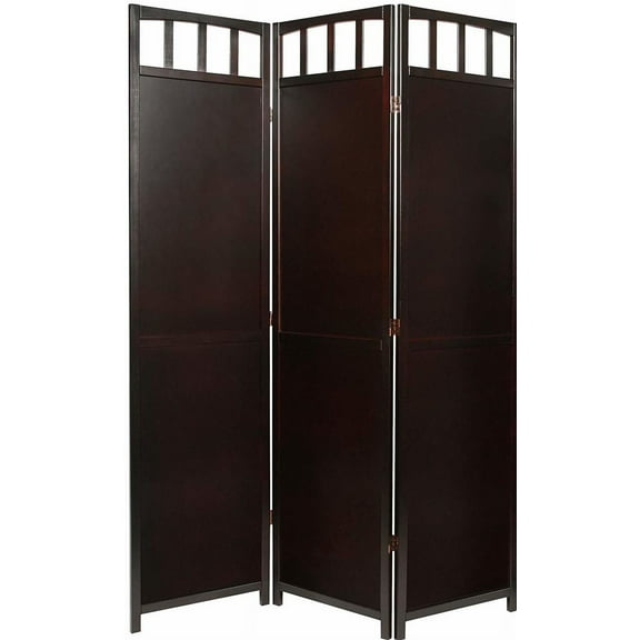 Legacy Decor Solid Wood 3 Panel Room Divider, 70" Tall, Espresso Finish
