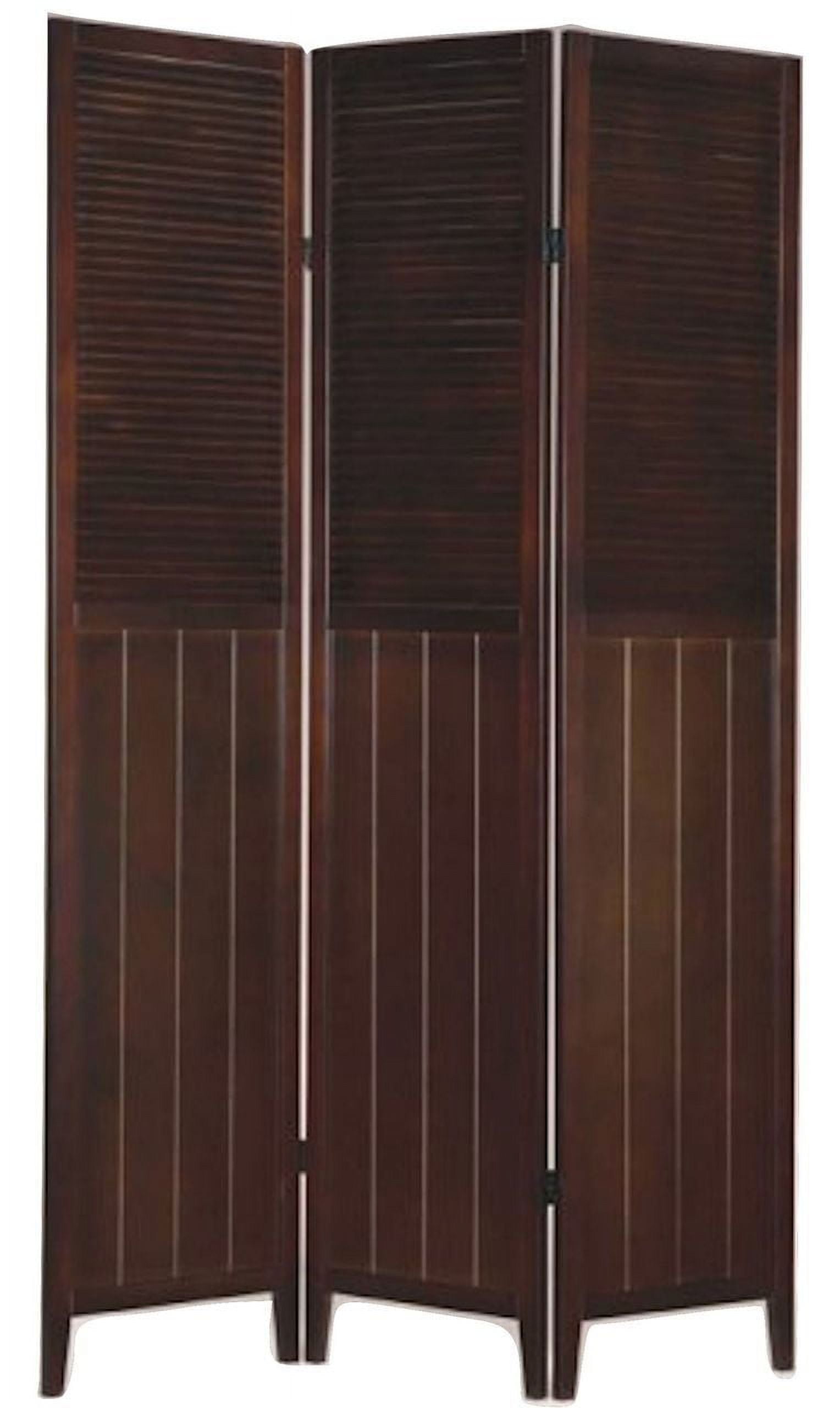 Legacy Decor Solid Wood Shutter 3 Panel Room Divider, 71" Tall, Espresso - image 1 of 3
