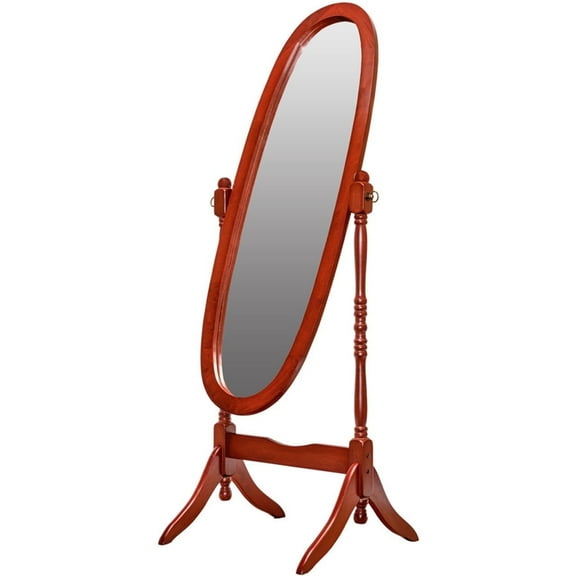Legacy Decor Swivel Full Length Wood Cheval Floor Mirror Cherry Finish