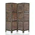 thumbnail image 1 of Legacy Decor Wicker and Wood Antique 4 Panel Room Divider, 67" Tall, Brown, 1 of 5