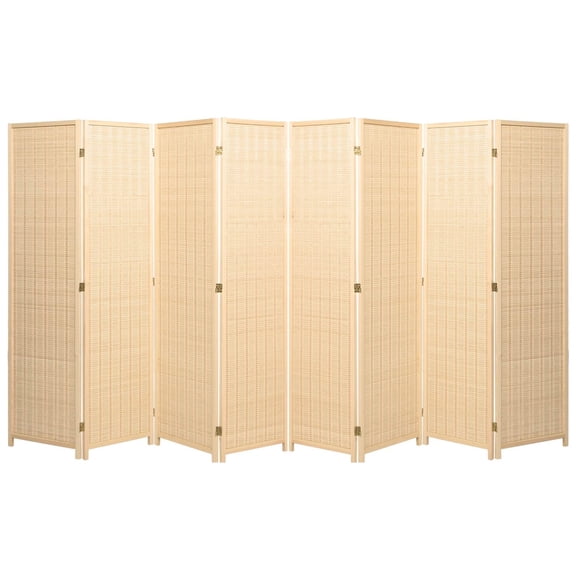 Legacy Decor Wood and Bamboo Weave 8 Panel Room Divider, 71" Tall, Freestanding, Natural Color