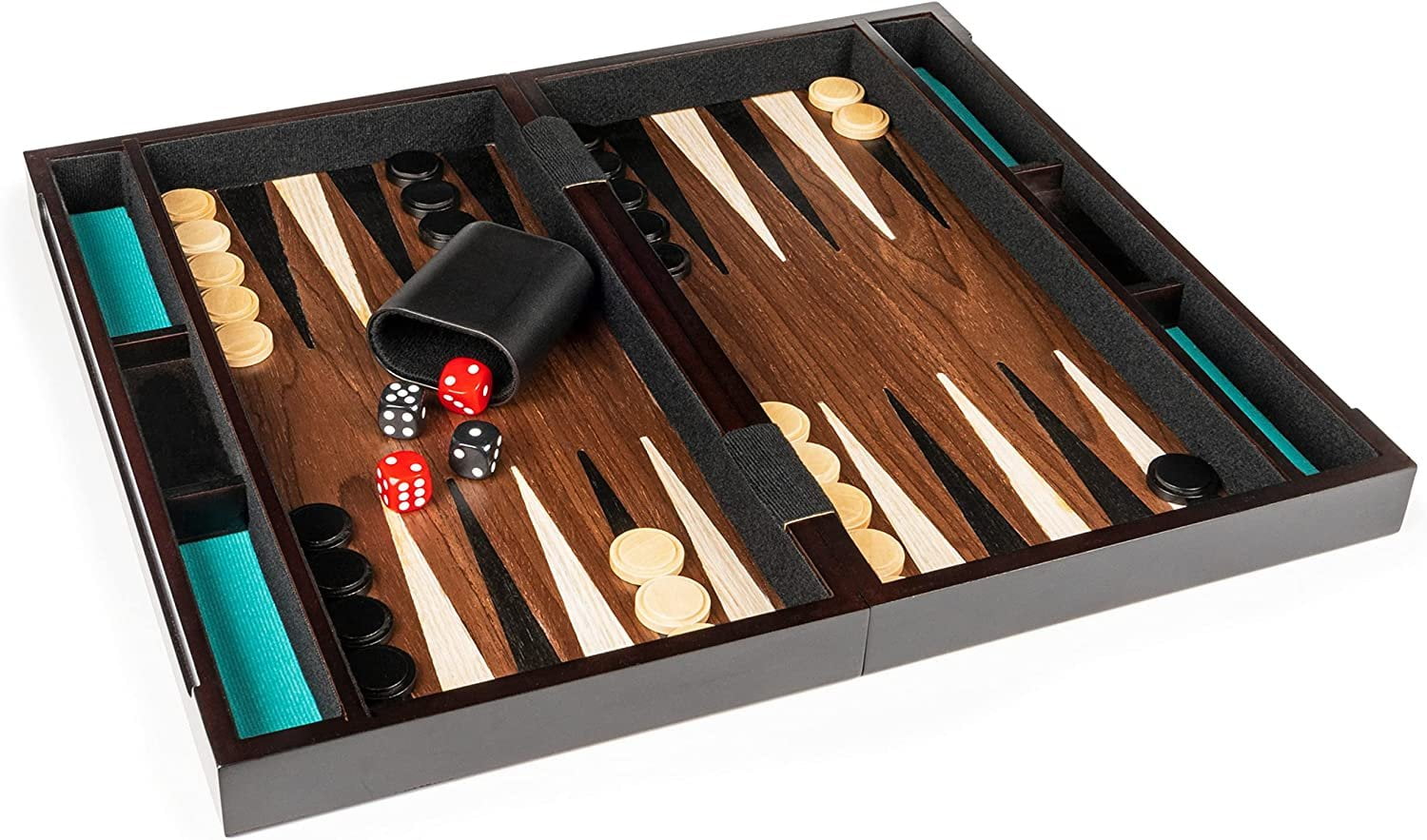 Unique Olive Wood Backgammon and Chess Board Game Set Medium