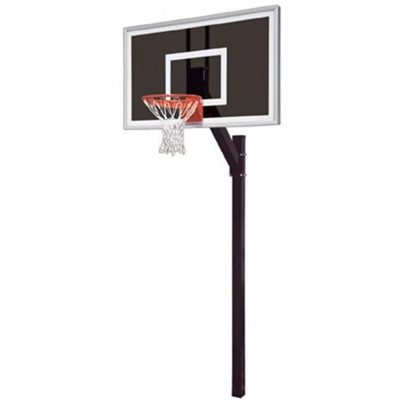 Legacy Eclipse Steel-Smoked Glass In Ground Fixed Height Basketball System, Desert Gold