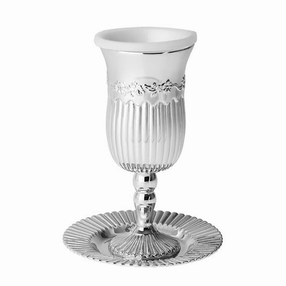 Legacy Fine Gifts & Judaica 819 6.25 x 2.75 x 2.75 in. On Base Silver Plated Line Design Kiddush Cup