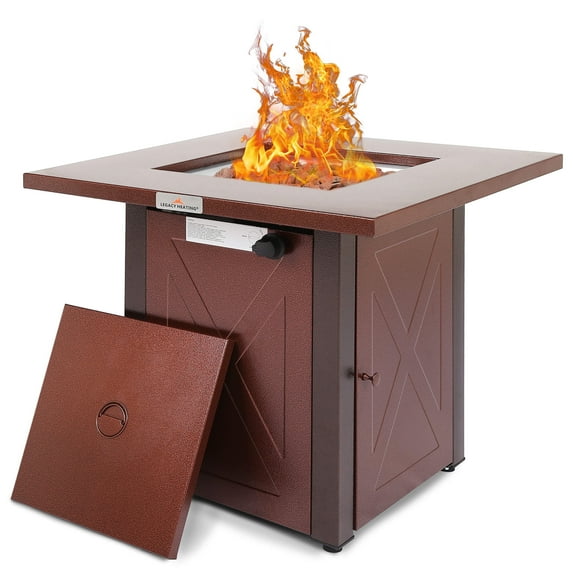 Legacy Heating 28” x 28” 50000 BTU Propane Fire Pit Table with Lid and Lava Rocks