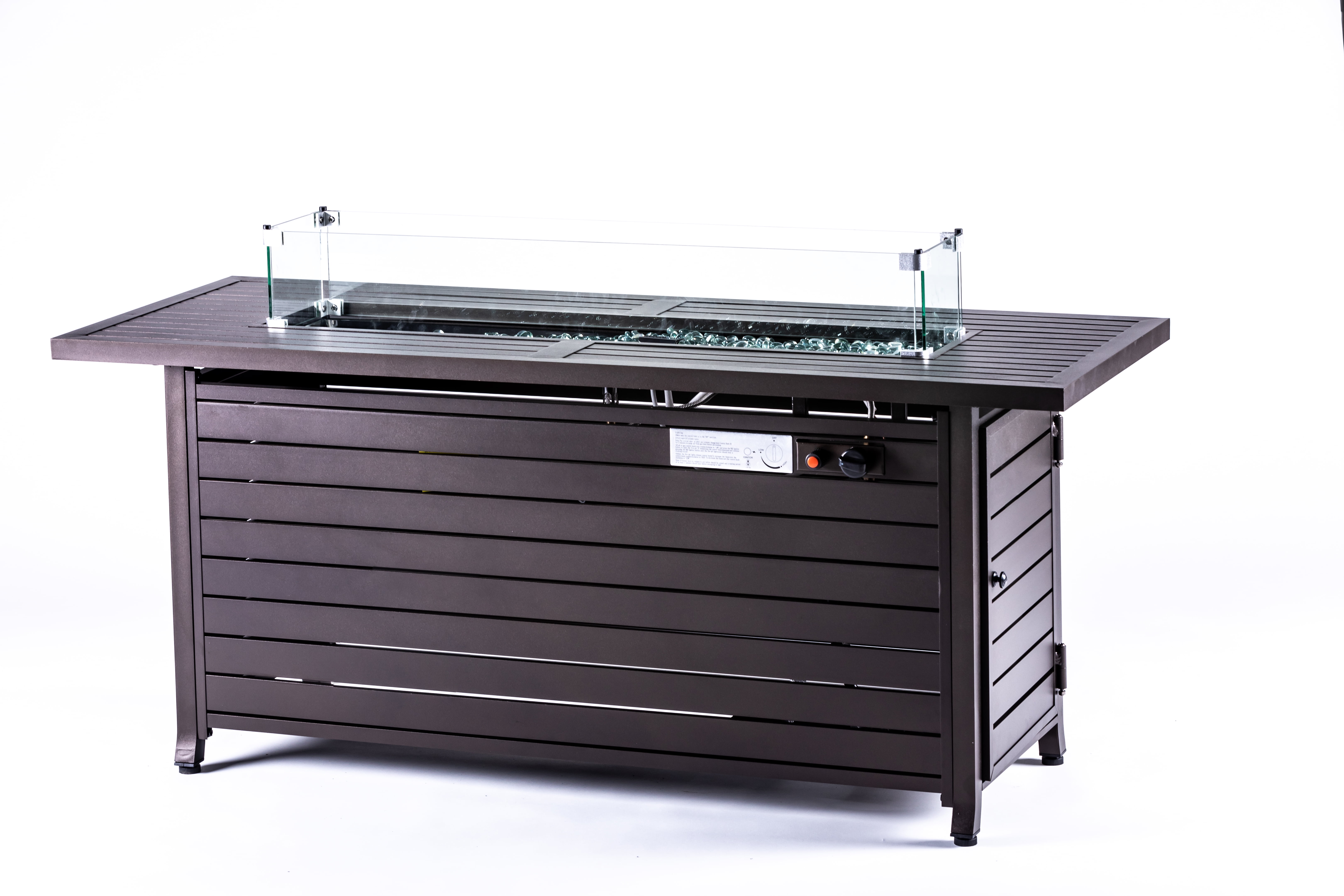 Legacy Heating Fire Table with Glass Wind Guard with Cover and Table