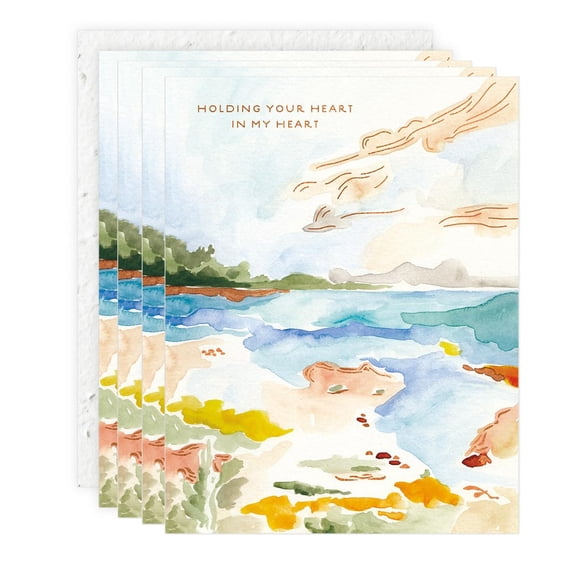 Legacy Holding Your Heart Blue 5.5 x 4.25 Paper Sympathy Greeting Seeds Cards Pack of 4