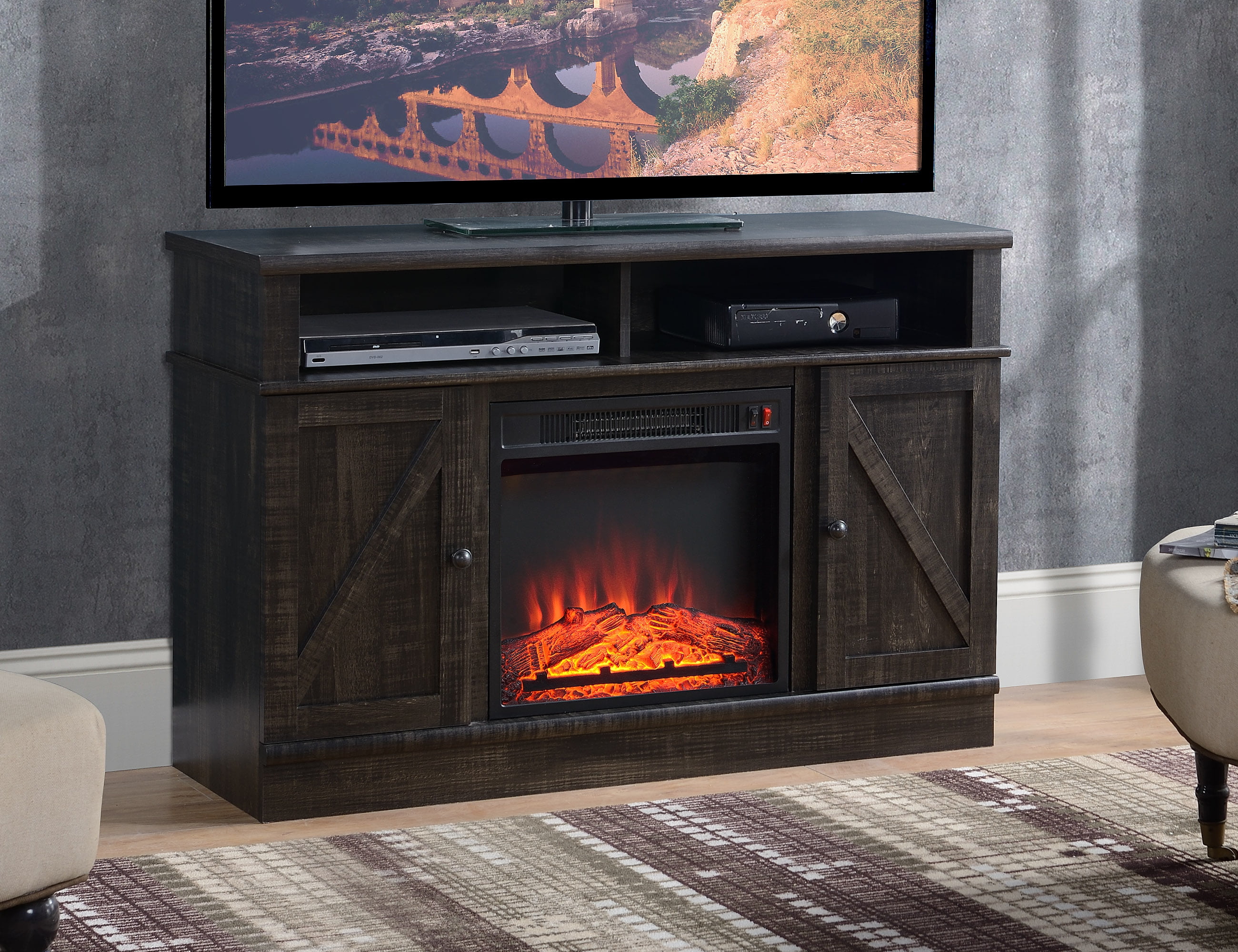 Legacy Home_Kerry_Fireplace TV Stand for TVs up to 55", Dark Oak
