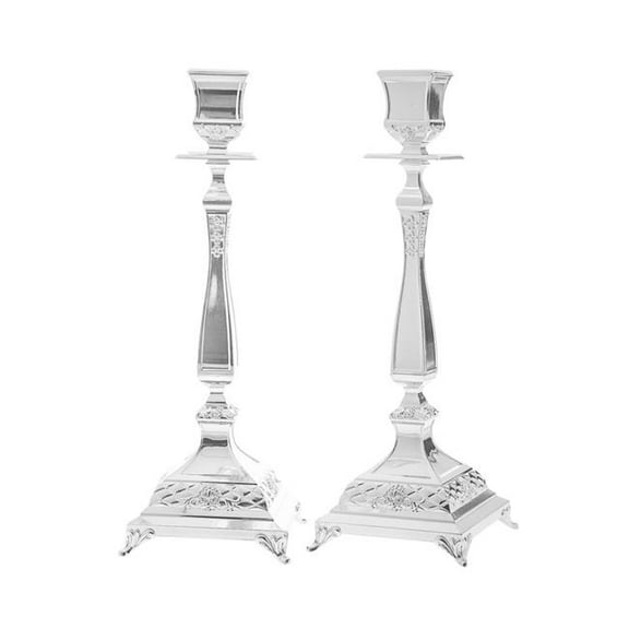 Legacy Judaica 2497 Large Silver Plated Candle Sticks