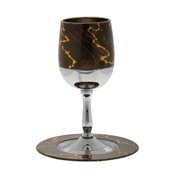 Legacy Judaica 823-BG Metallic Brown Abstract Kiddush Cup with Gold