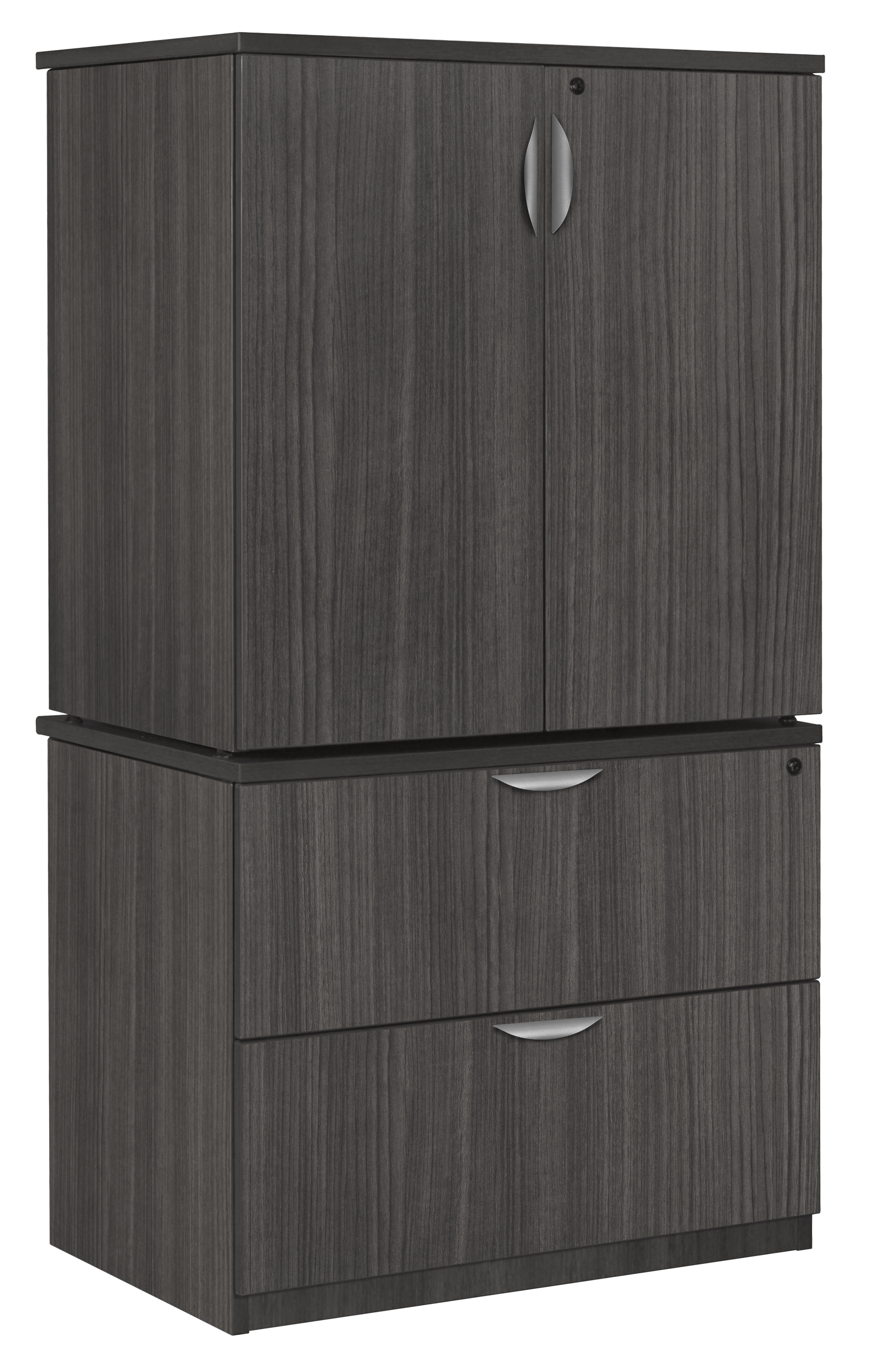 Legacy Lateral File with Stackable Storage Cabinet- Ash Grey - image 1 of 8