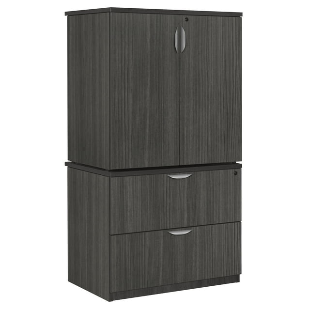 Legacy Lateral File with Stackable Storage Cabinet- Ash Grey