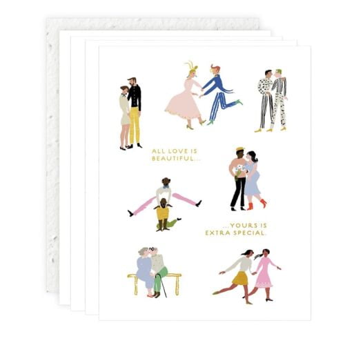 Legacy Love Is Beautiful White 5.5 x 4.25 Paper Wedding Engagement Greeting Seeds Cards Pack of 4