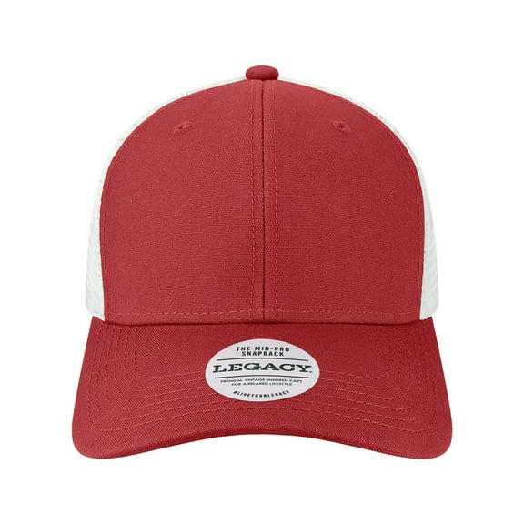 Legacy  Mid-Pro Snapback Trucker Cap, Cardinal & White - Adjustable Size