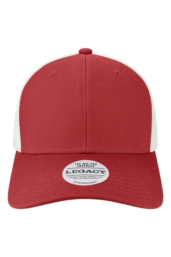 Mid-Pro Snapback Trucker Cap, Cardinal & White - Adjustable Size