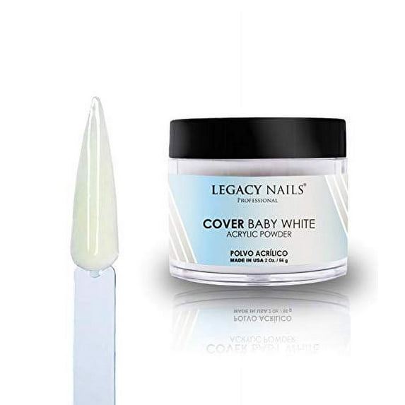 Legacy Nails Cover Acrylic Powder in Peach, Rose, Nude, White & Pink 2oz (Baby White)