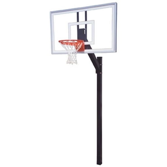 Legacy Nitro Steel-Glass In Ground Fixed Height Basketball System, Scarlet
