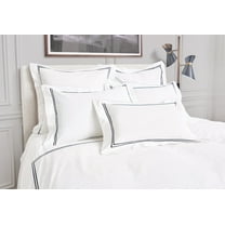 Legacy Onyx Queen Bed 100% Cotton Indigo Ink Embroidery 400 Count Duvet Cover