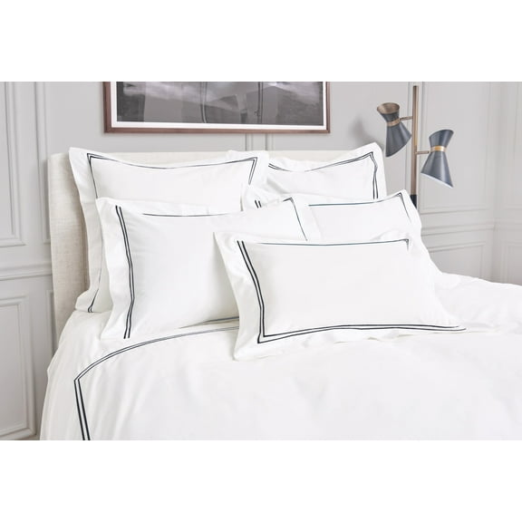 Legacy Onyx Queen Bed 100% Cotton Indigo Ink Embroidery 400 Count Duvet Cover