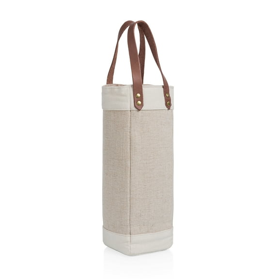 Legacy Pinot Jute Single Bottle Insulated Wine Bag, Beige