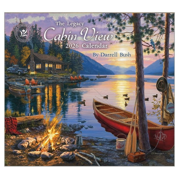 Legacy Publishing Group, Cabin View by Darrell Bush 2026 Wall Calendar, 13.38'' X 12.13'', 12-Month Calendar with Stapled Binding