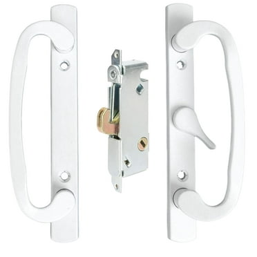 Legacy Sliding Patio Door Handle Set Sash Controls 2265 WITH Mortise Style Lock 45°- Non-keyed Door Handles, Fits 3-15/16” Screw Hole Spacing - Center Set Latch
