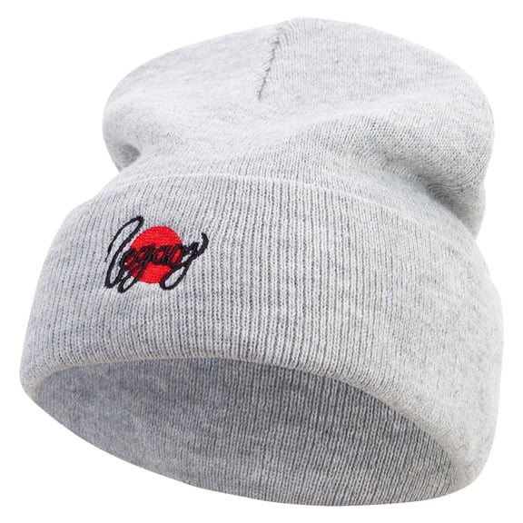 Legacy Snake Embroidered 12 Inch Long Knitted Beanie - Heather Grey OSFM