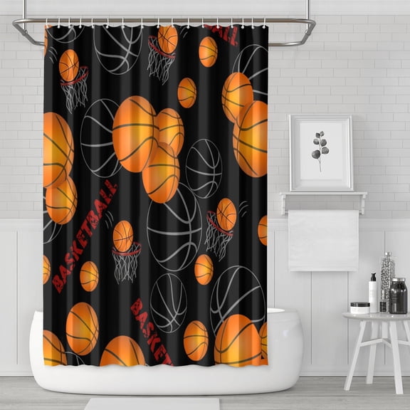 Legacy Sports Shower Curtain - Baseball Football Print Fade-Resistant Bath Curtain 72x72