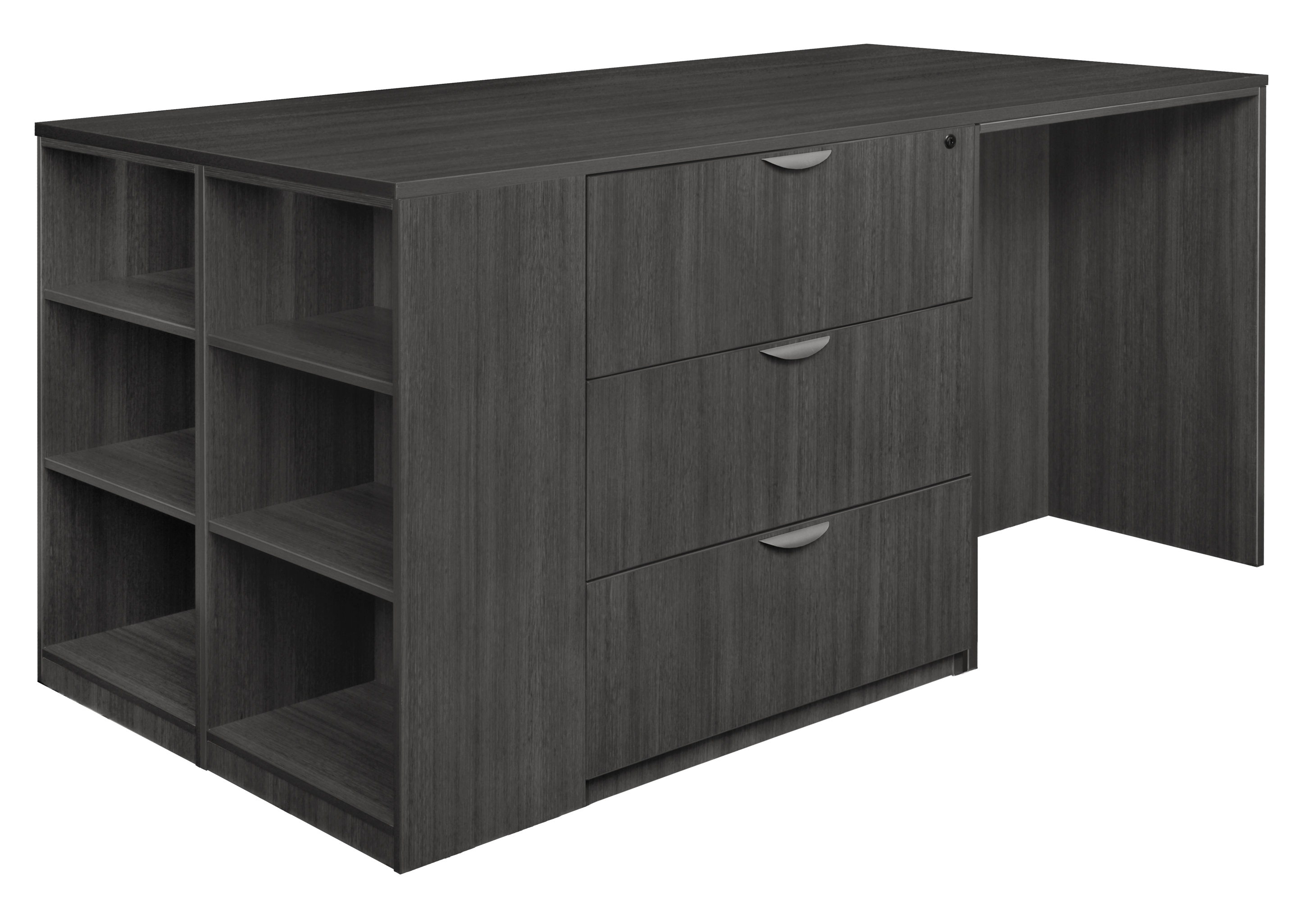 Legacy Stand Up 2 Lateral File/ Storage Cabinet/ Desk Quad with Bookcase End- Ash Grey - image 1 of 8