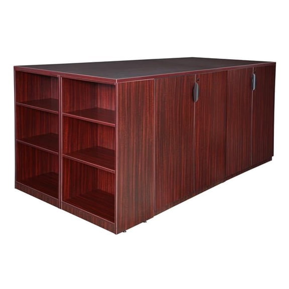 Legacy Stand Up Storage Cabinet Quad with Bookcase End, Mahogany