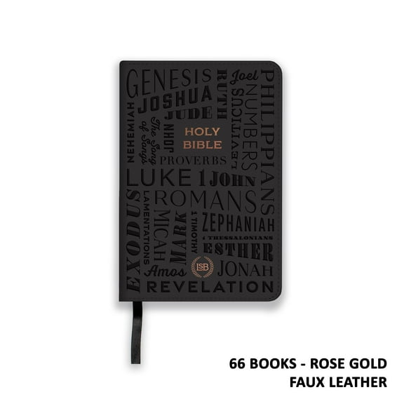 LSB Legacy Standard Bible/Compact Edition-Black/Rose Gold Paste-Down Faux Leather