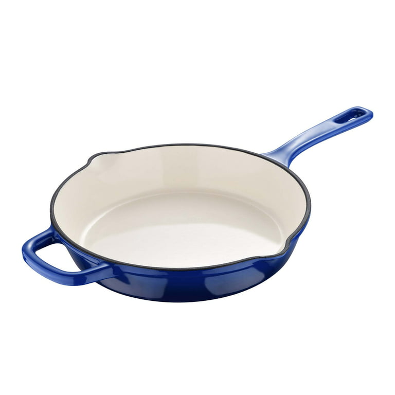Legacy by MasterPRO - 10 Legacy Enamel Cast Iron Fry Pan with Helper  Handle, Dual Pour Spouts and Ombre Design, 10 Inches, Blue 