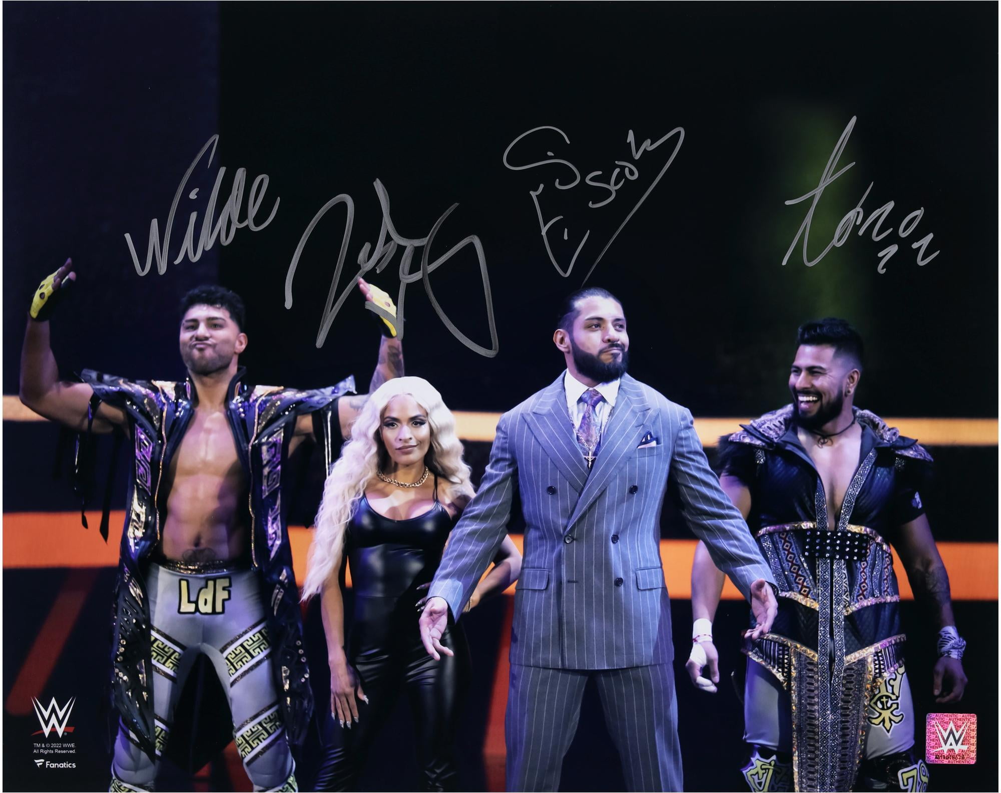 Legado Del Fantasma WWE Autographed 16" x 20" Entrance Photograph featuring Santos Escobar, Joaquin Wilde, Cruz Del Toro, and Zelina Vega - Fanatics Authentic Certified