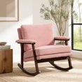 thumbnail image 1 of Legahome Nursery Rocking Chair, Teddy Upholstered Rocking Accent Chair with 23.6"Extra Wide Seat, Thick Cushion and Solid Wood Frame, Modern Accent Glider Rocker for Living Room, Reading Room, Pink, 1 of 8