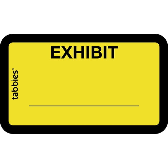 Legal Exhibit Labels, Label: 1-5/8"W x 1" H, Sheet: 5-1/4"W 3-1/4"H, Yellow, 252 Labels/Pack (58090)