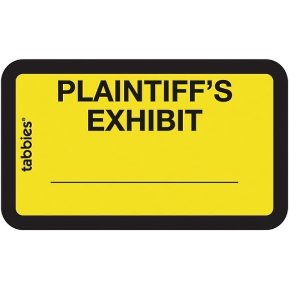 Legal Exhibit Labels, Label: 1-5/8"W x 1" H, Sheet: 5-1/4"W 3-1/4"H, Yellow, PLAINTIFF'S 252 Labels/Pack (58094)