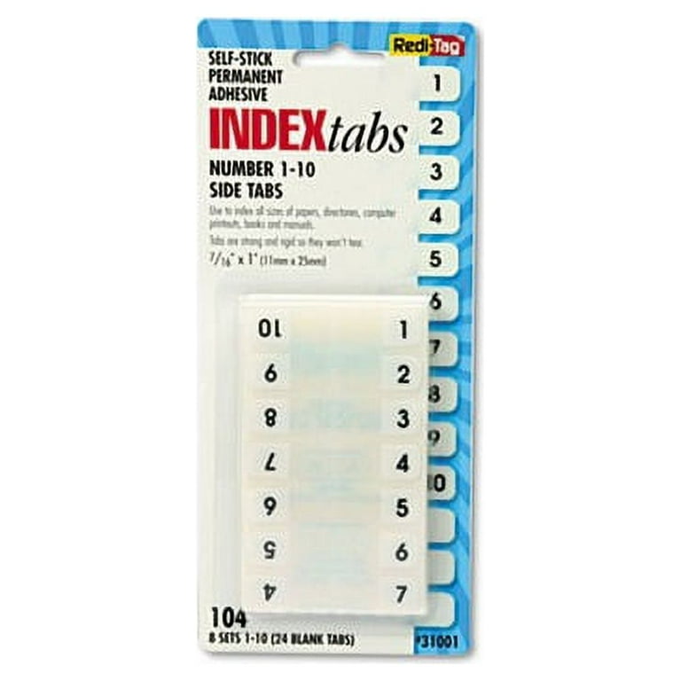 Legal Index Tabs, Preprinted Numeric: 1 to 10, 1/12-Cut, White, 0.44 Legal Index Tabs, Preprinted Numeric: 1 to 10, 1/12-Cut, White, 0.44