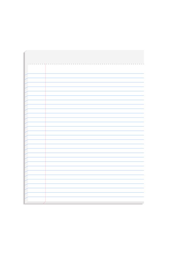 Legal Notepads 5.5 x 8" Perforated Wide Ruled Writing Pad, White Note Pads 5.5 x 8"" In 1 Pcs Notepads White Lined Paper 30 Sheets Per Writing Pad, Made in the USA