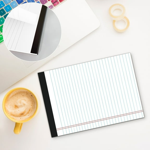 Legal Pad, 8 x 5" Colored Note Pads, A5 Horizontal Line Tear-off Notepad (50 Pages), College Ruled Notepads Lined Notepad for Office, Home, To-Do Lists(White)