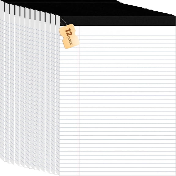 Legal Pads - 12 Pack, 8.5 x 11 Inch College Ruled Notepads with Perforated Pages, 600 Sheets Total for Home and Office
