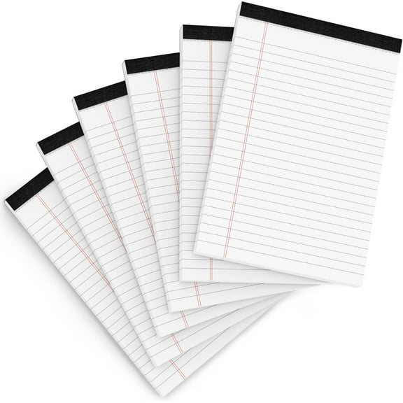 Legal Pads 5x8 Inch Writing Pads for Office Note Pads 5x8 for Work 80 GSM Paper College Ruled Legal Pad To Do List 30 Sheets 6 Pack Notebook Writing Pad s for Grocery List Shopping List
