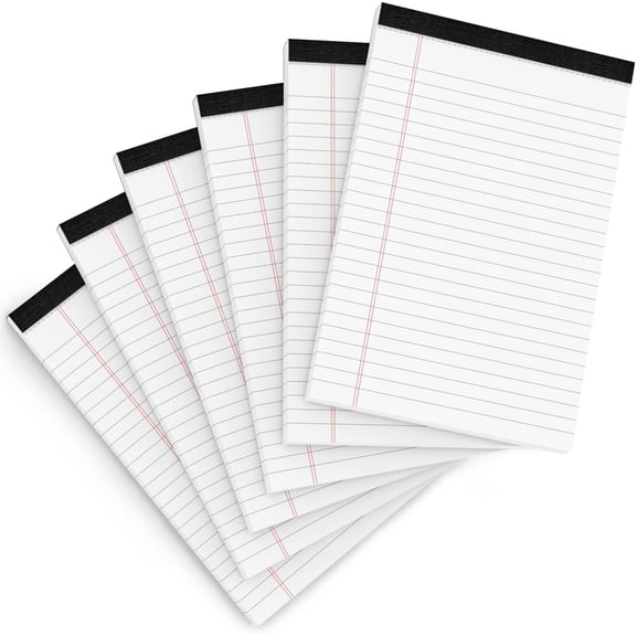 Legal Pads 5x8 Inch Writing Pads for Office Note Pads 5x8 for Work, 6 Pack