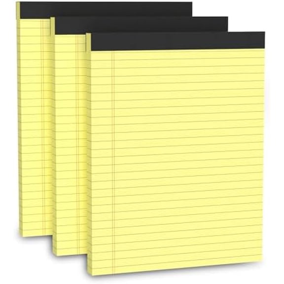 Legal Pads 8.5 x 11, 3 Pack Yellow Note Pads 8.5 x 11 Writing Pads Perforated Paper Tablets 8-1/2 x 11 Wide Ruled Legal Notepads Lined Pads of Paper Notepads Yellow Notebook 30 Sheets Per Notepad