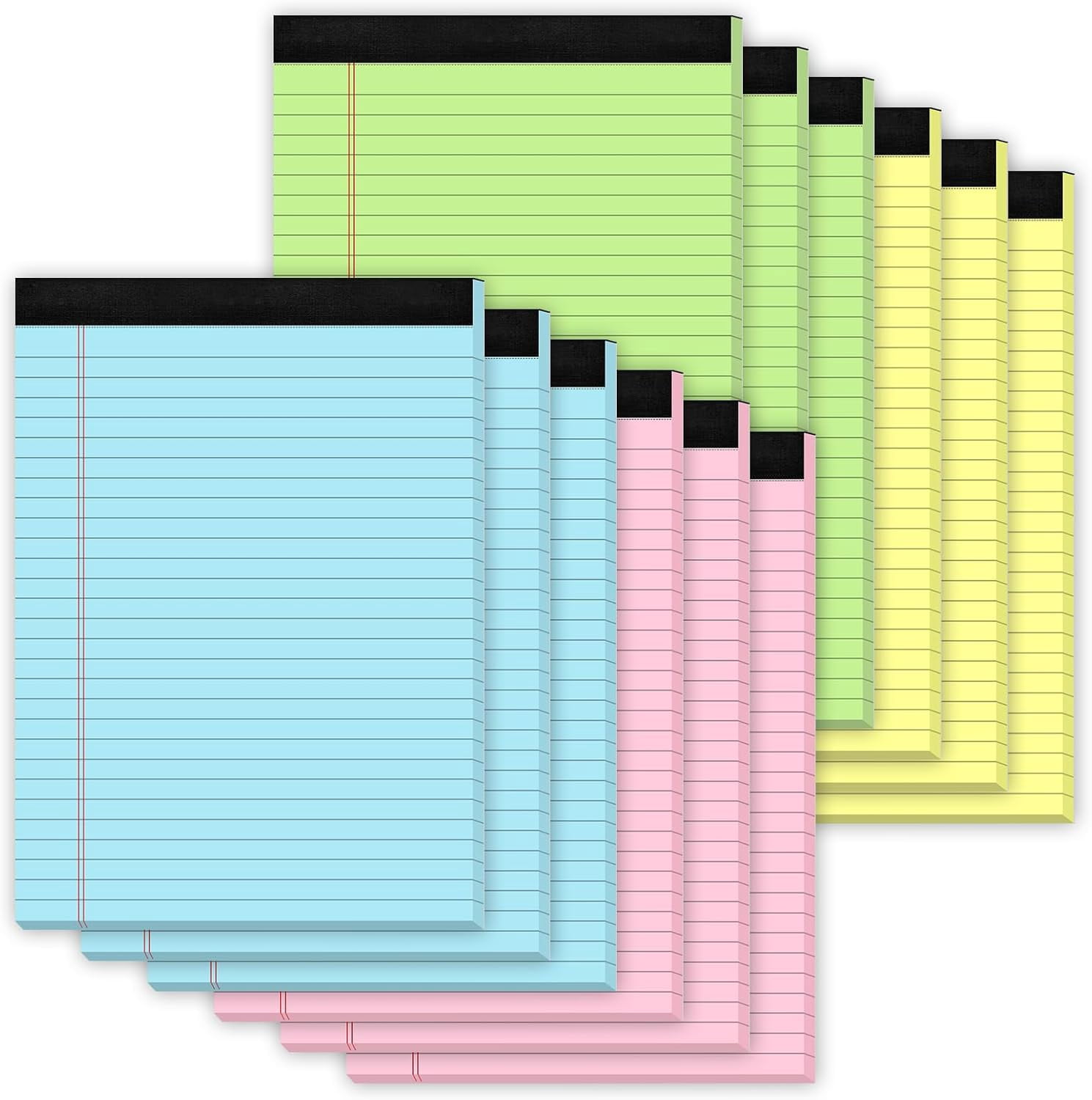 Legal Pads 8.5 x 11 Colored Note Pads, 12 Pack Paper 8.5x11 Lined Paper, of Writing Wide Ruled Notebook Pad 8 1/2 11, Notepads 30 Sheets/Pad