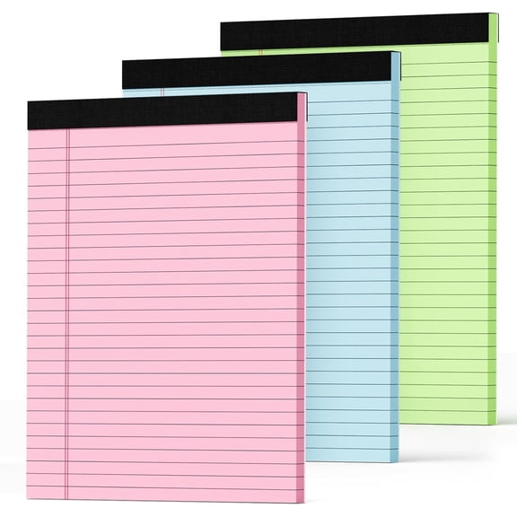 Legal Pads 8.5 x 11 Colored Note Pads 8.5 x 11, 3 Pack Notepads 8.5 x 11, Pink Notepad 8.5 x 11 Legal Pad, Notebook Paper 8.5 x 11 for Home Office Supplies, Lined Paper Pads 8 1/2 x 11, 30 Sheets/Pad