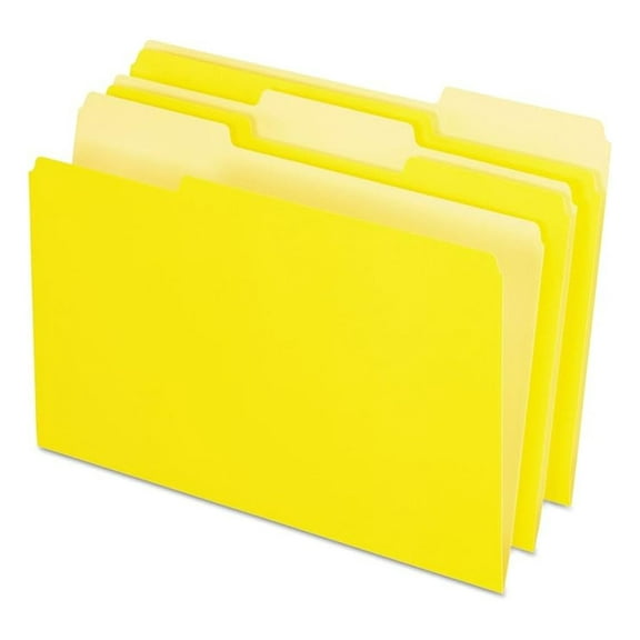 Legal Size File Folders - Two-Tone Yellow, 1/3 Cut, 100 Pack - Color Coded Filing System for Office & Home Organization