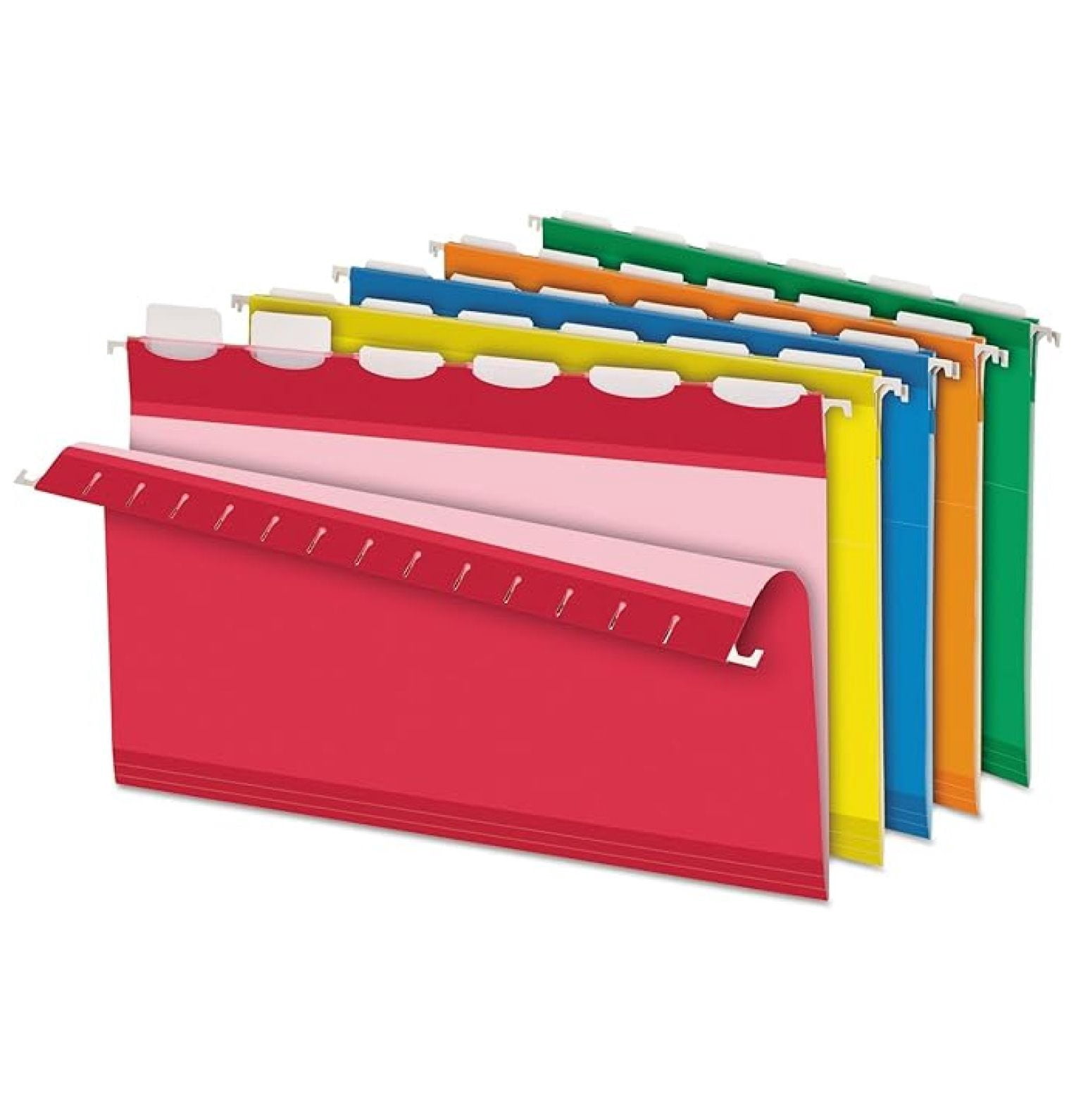 Legal Size Hanging File Folders, 6 Tab - Ready-Tab Reinforced - Assorted Colors (25/Box)