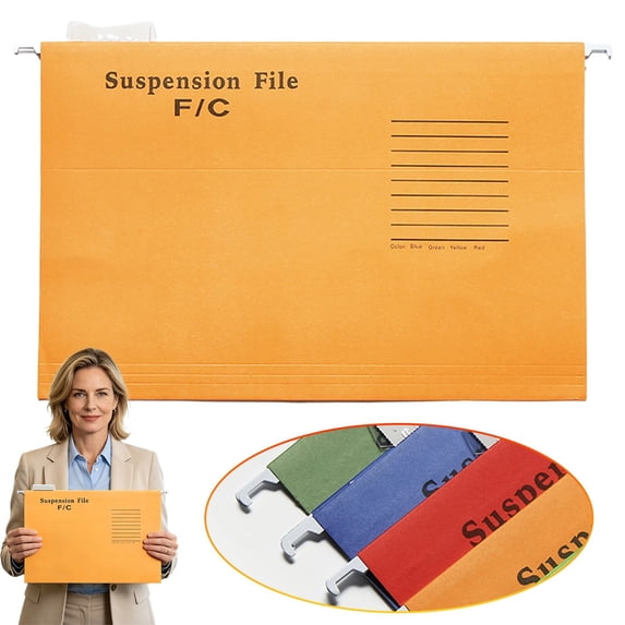 Legal Size Recycled Paper Hanging File Folder, Single Pack Suspension Filing Folder with 1/5-Cut Plastic Tabs & Blank Label Inserts, Eco-Friendly Document Organizer for Home and Office